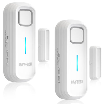 Alarma de puerta de congelador DAYTECH con retardo de 1/2/3/4 minutos al dejar la ventana abierta, timbre de cierre de puertas, alarma de puerta de refrigerador de 0 a 120 dB para refrigerador, hogar, tienda, oficina, 2 juegos, blanco